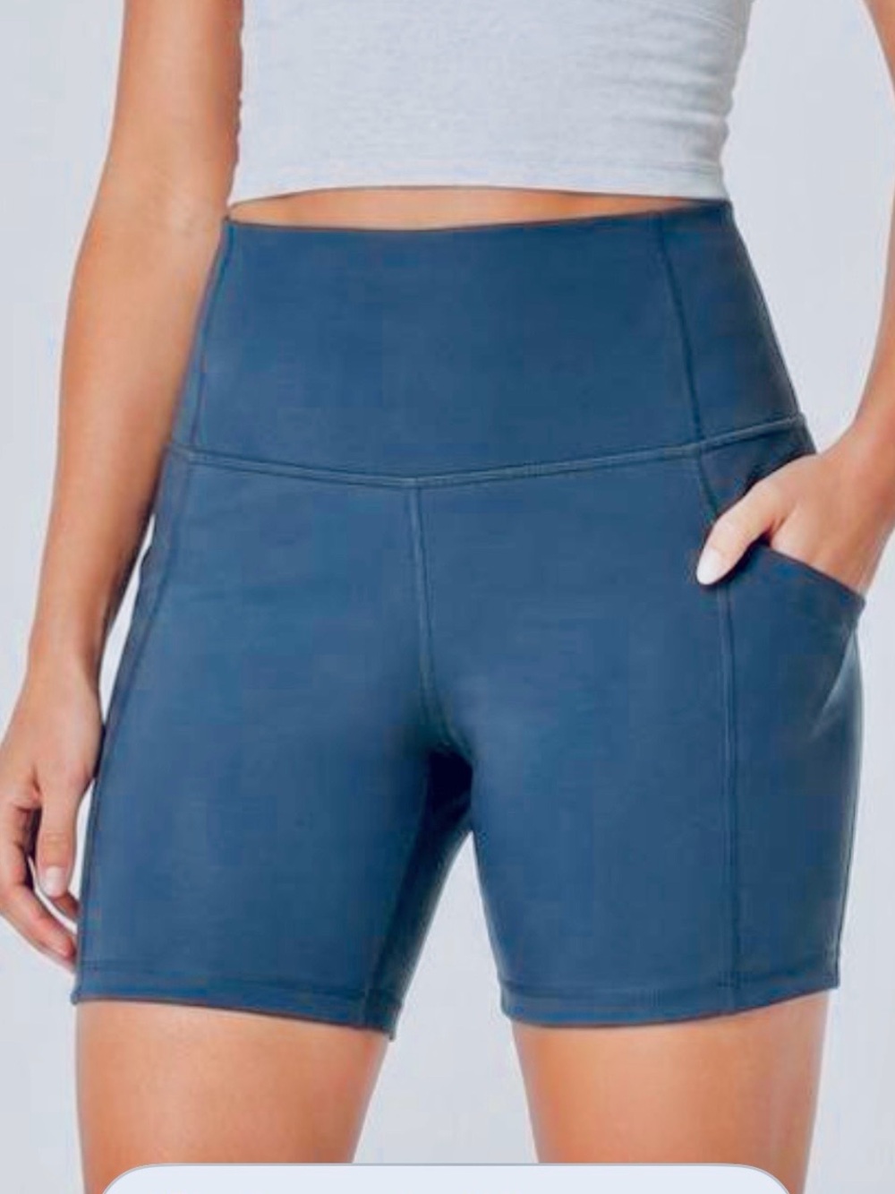 All in Motion High-Waist Women’s Active Bike Shorts in Dusty Slate Blue